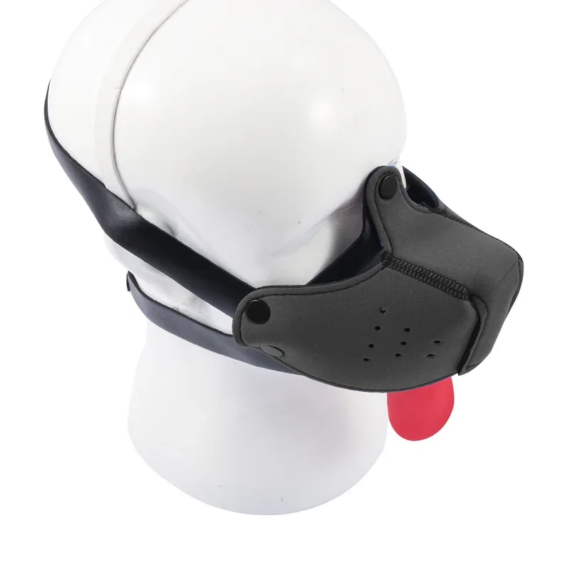 New Puppy Play Hood Half Face  Muzzle Mask with Tongue Slave Cosplay Dog Mouth Gag Bdsm Sex Toys