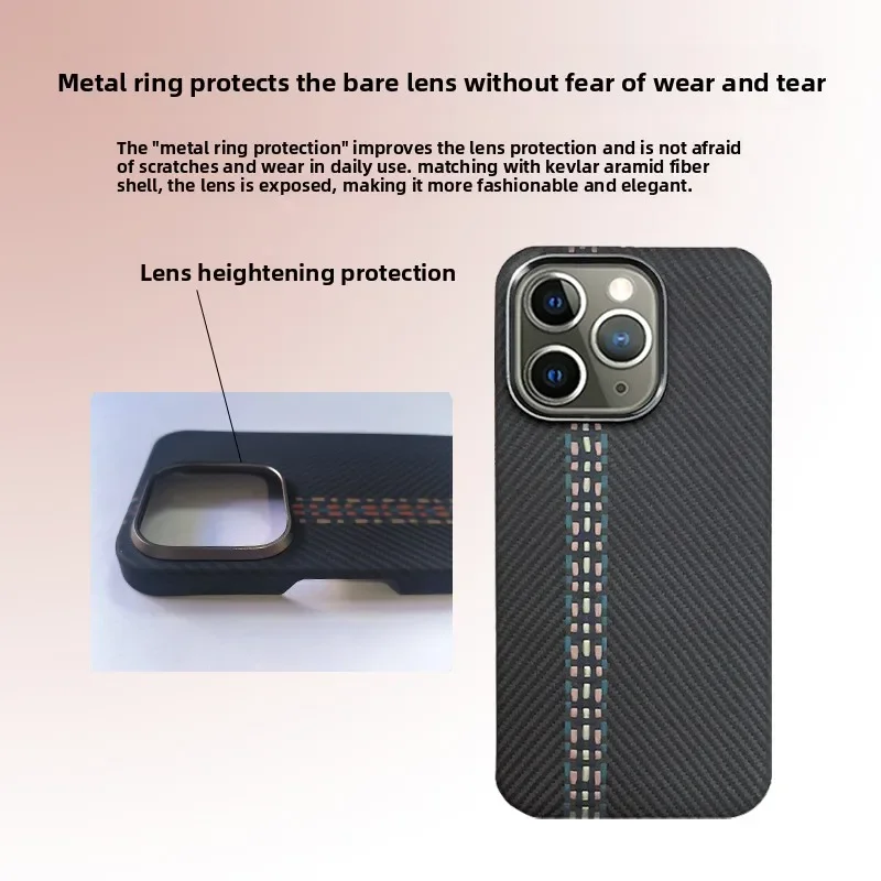 حافظة الهاتف المحمول كيفلر من ألياف الكربون المغناطيسية المضادة للسقوط ومضادة لبصمات الأصابع تنطبق على سلسلة Apple 1516