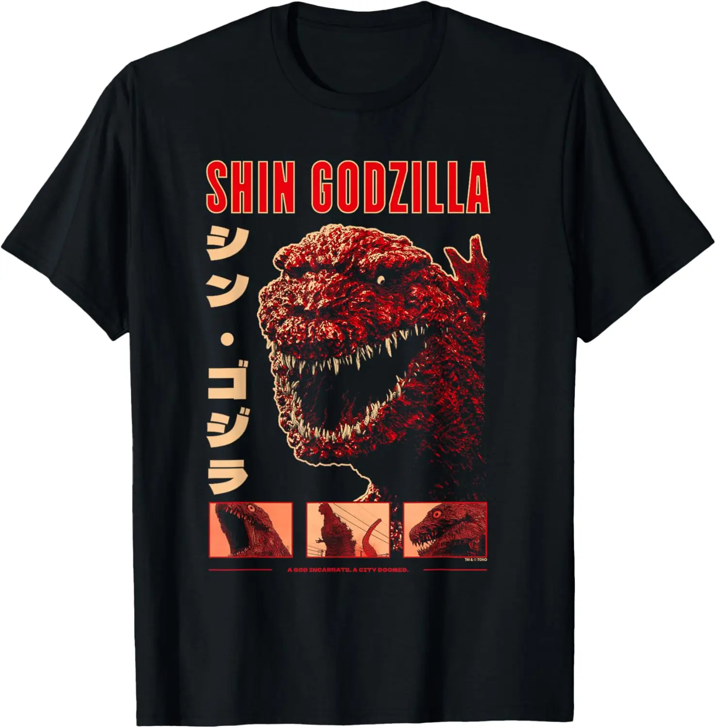 Camiseta Shin Godzilla A City Doomed Collage con estampado de Kanji Monster Movie, tallas S-6XL