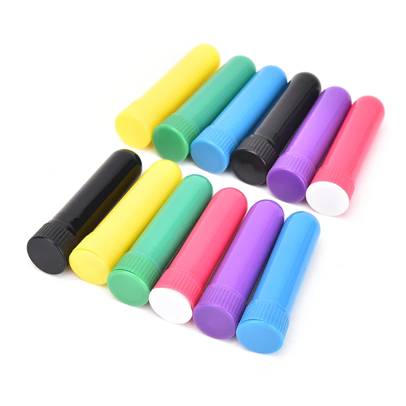 12 Pcs Hot Selling Essential Colored Practical Oil Aromatherapy Blank Nasal Aromatherapy Inhalers Tubes Sticks Nasal Container