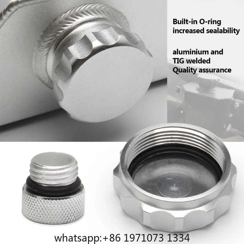1L/2L Aluminum Car Coolant Overflow Expansion Tanks Oil Catch Can Reservoir Tanks Universal Oil Breather Tanks with Drain Plug