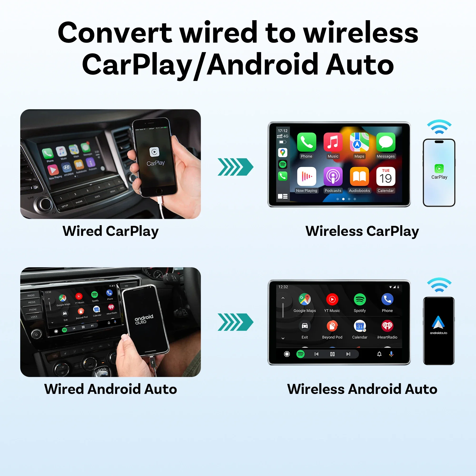 OTTOCAST Express 2 in1 Wireless CarPlay Dongle Android Auto Adapter Smart Box Car أنظمة ذكية لسيارة CarPlay السلكية #3