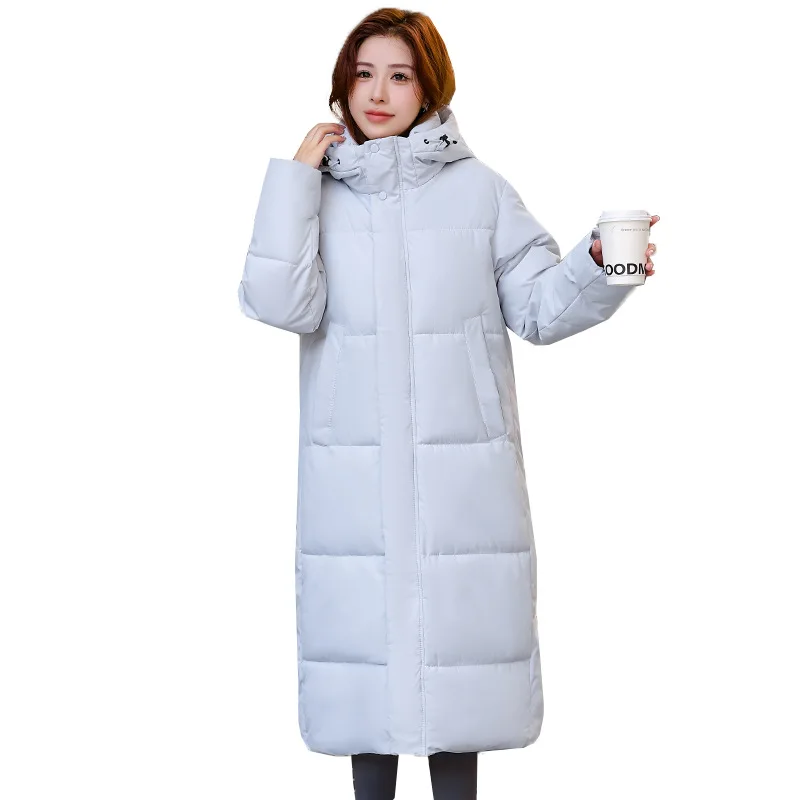 Women Parkas Coats Hooded Jackets Solid Zipper Pocket Longline Long Sleeves Wide Waist Loose Fit Thick Casual 2025 Autumn Winter