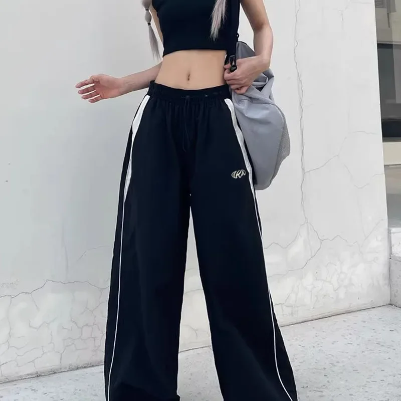 Américain rétro noir rue Hip-hop tendance loisirs pantalon à jambes larges mince Tube droit Baggy pantalons de survêtement