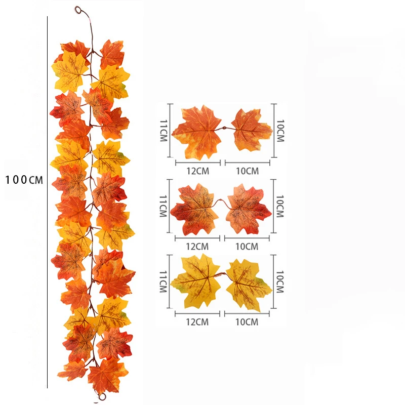 1/2 Stück Herbstkränze, 100 cm, hängende Seidenkränze, künstliche Herbstblattkränze, Thanksgiving-Weihnachtsdekoration, Heimdekoration für den Kamin – Detail 10