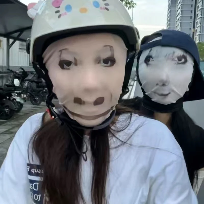 Funny Expression Face Mask Cosplay Anime Men Halloween Party Costumes Accessories Mesh Helmet Friends Gifts Sun protection Masks