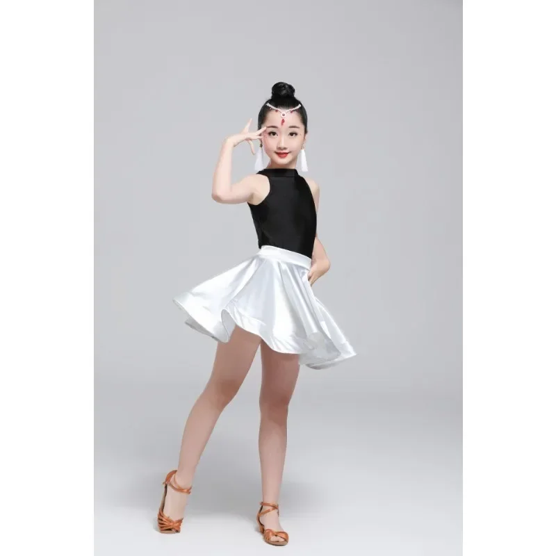 New Children\'s Latin Dance Skirt Summer Children\'s Latin Dress Test Suit Girls Practice Dance Suit Latin Dance Dress