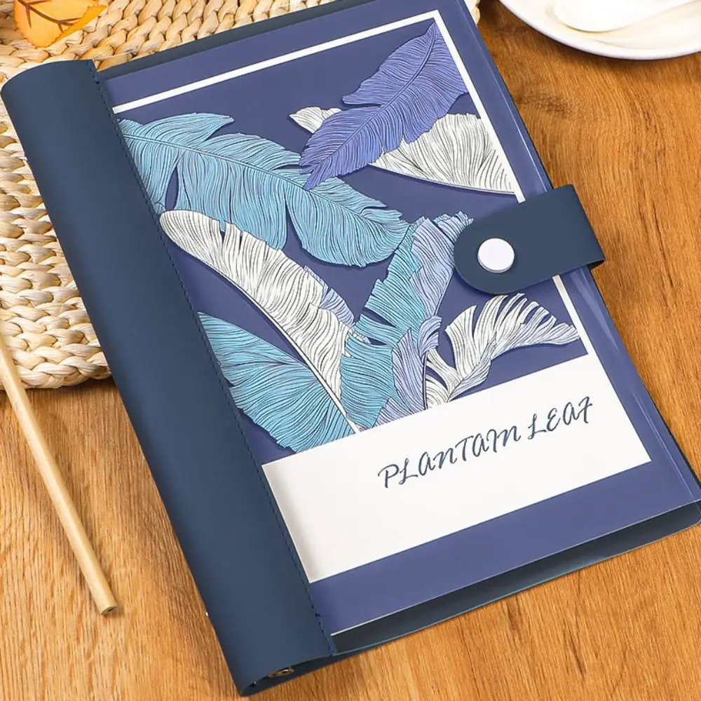 Removable Artificial Leather Loose-leaf Book Transparent Cover 120 Pages Notebook A5 Leaf Pattern Notepad Student