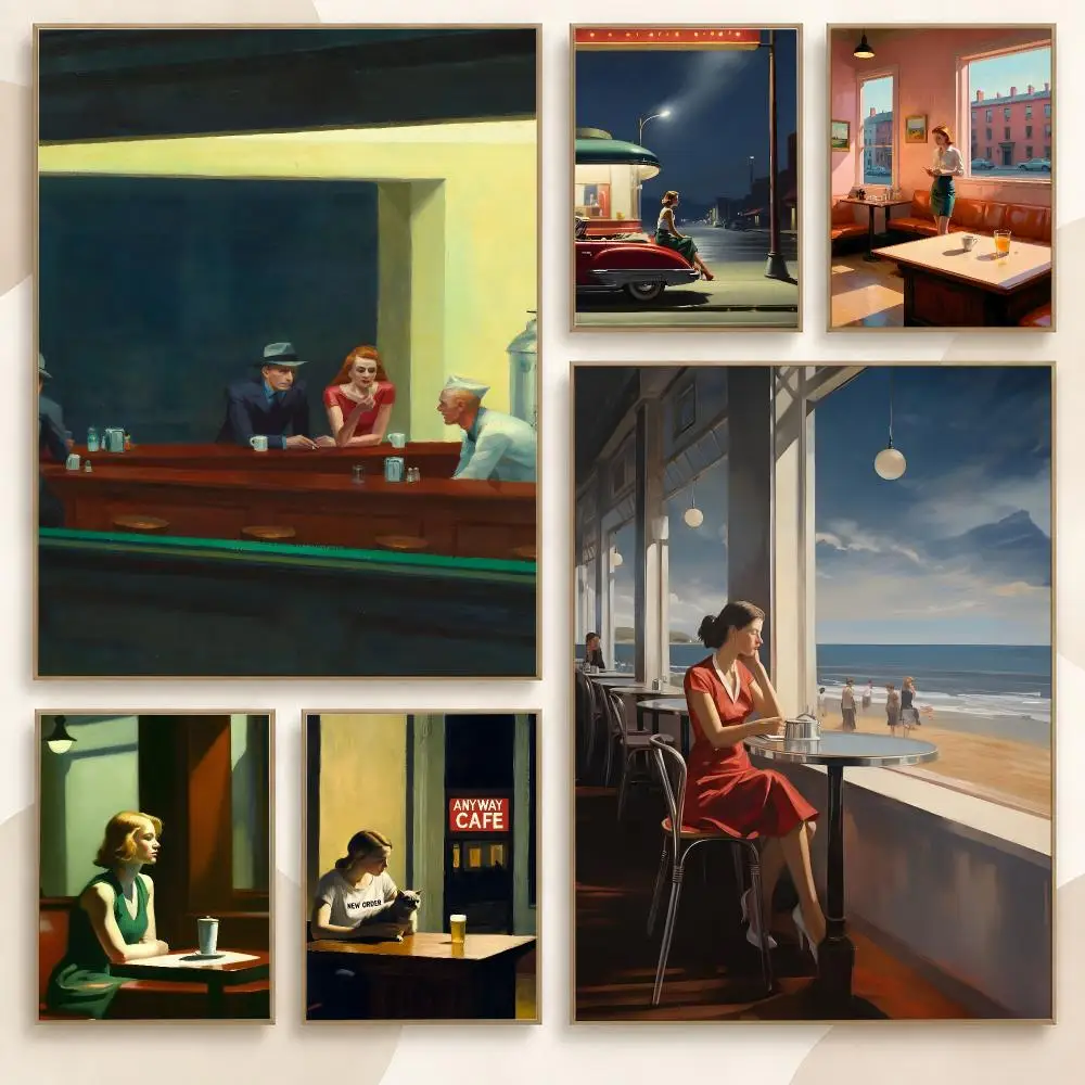 Edward Hopper Classic American Realism Urban Solitude Poster Contemporary Wall Art Print for Bedroom & Living Room, Unframed