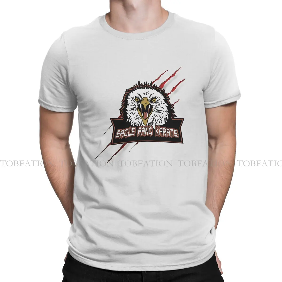 Cobra Kai Eagle Fang Karate T Shirt Sticker T Shirt Punk Men's Tees Summer 100% Cotton Clothing Crewneck TShirt