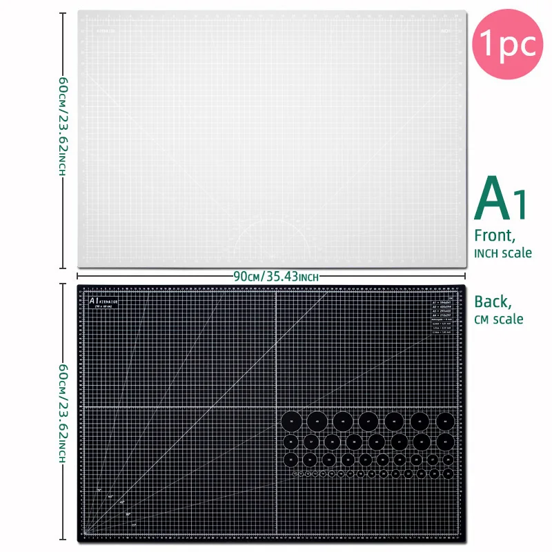 A1 Snijmat Dubbele Kleur Heigl 35,43'' * 23,62” Dubbelzijdig PVC Multifunctionele zelfherstellende snijmat Duurzaam papierkussen