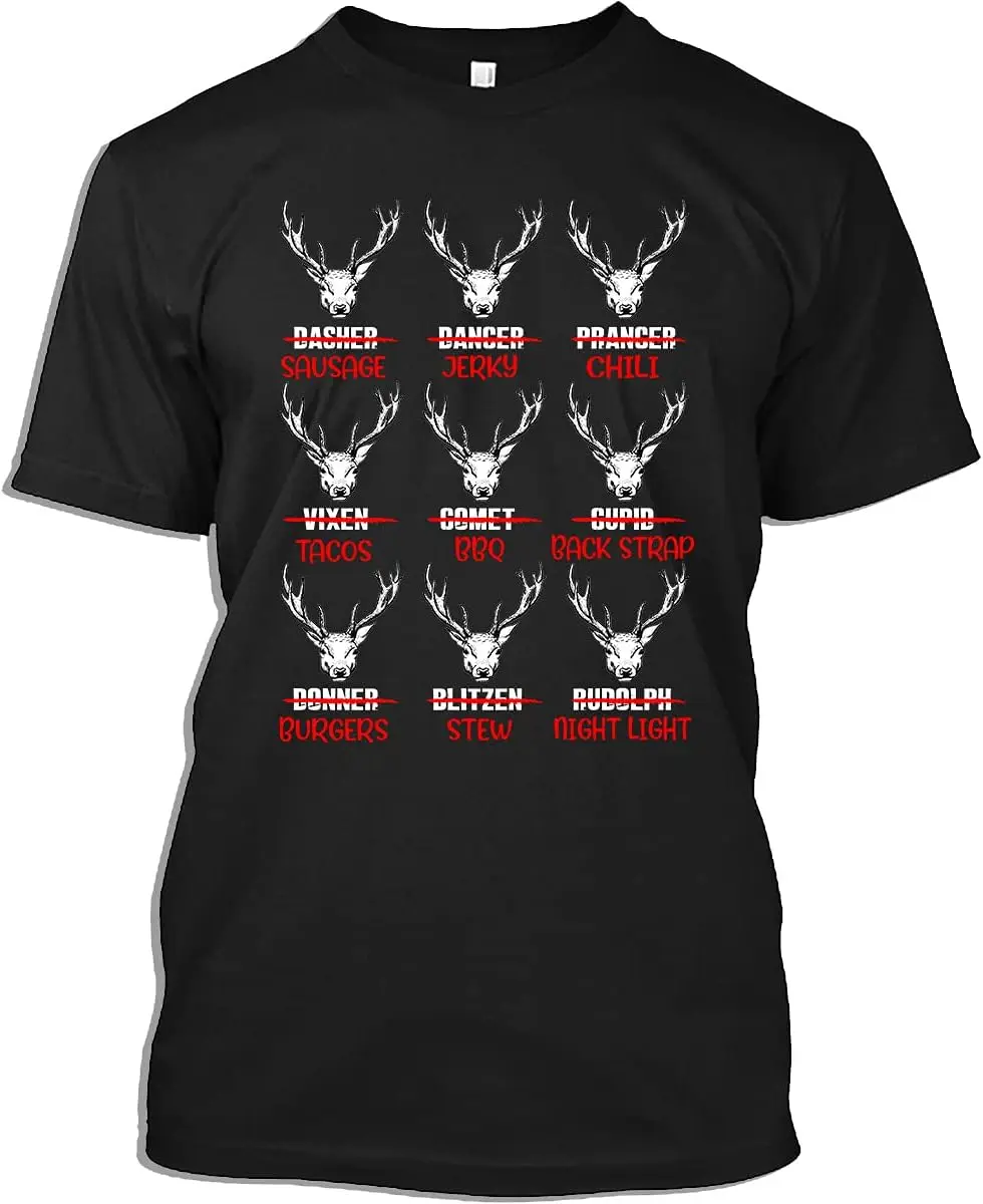 Christmas Tshirt Sausage Jerky Chili Funny Christmas Deer Hunting Santa Hunter Gift T-Shirt for Men Women