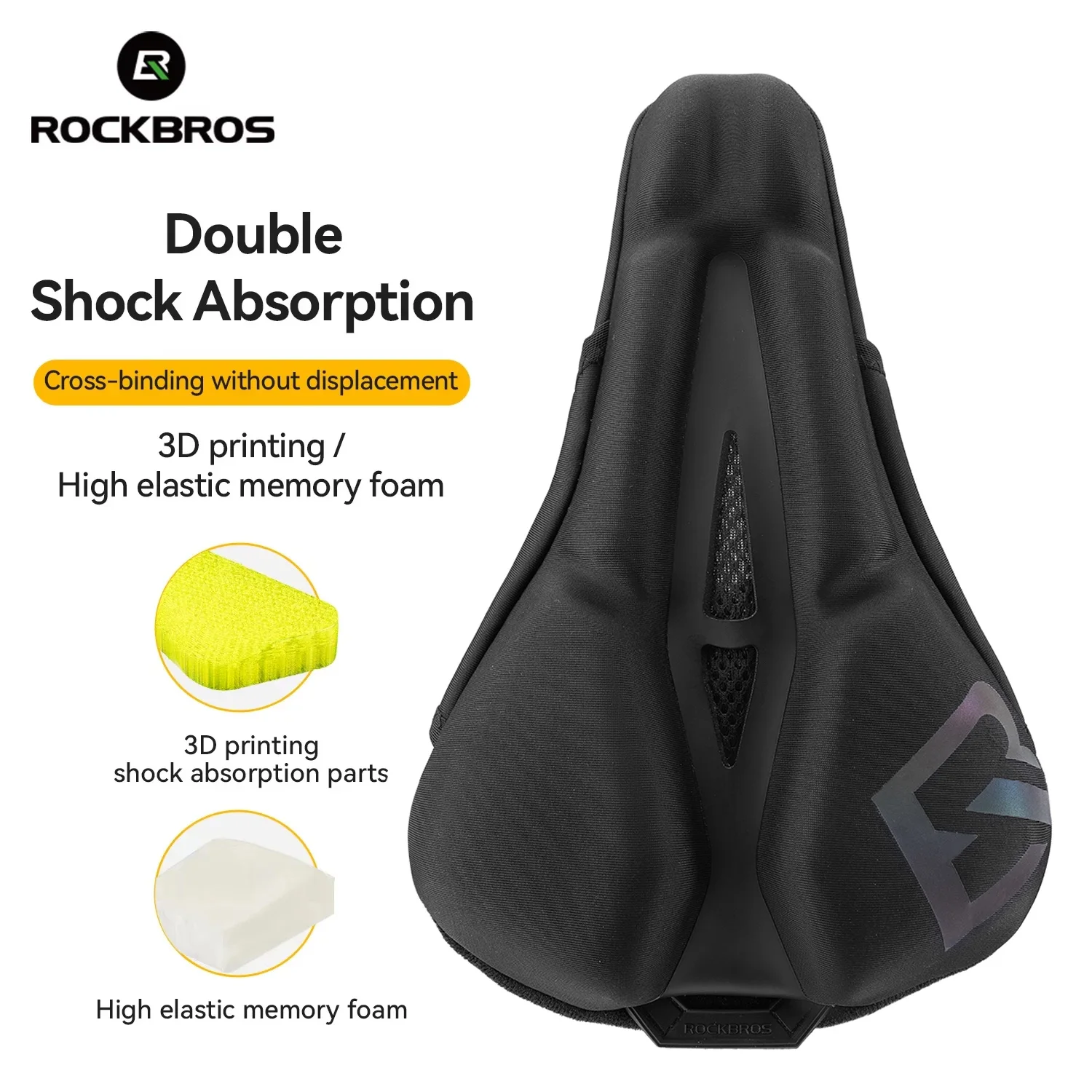 

ROCKBROS чехол на сиденье велосипеда с 3D принтом из пены с эффектом памяти, двухслойный амортизирующий удобный горный складной чехол на седло велосипеда