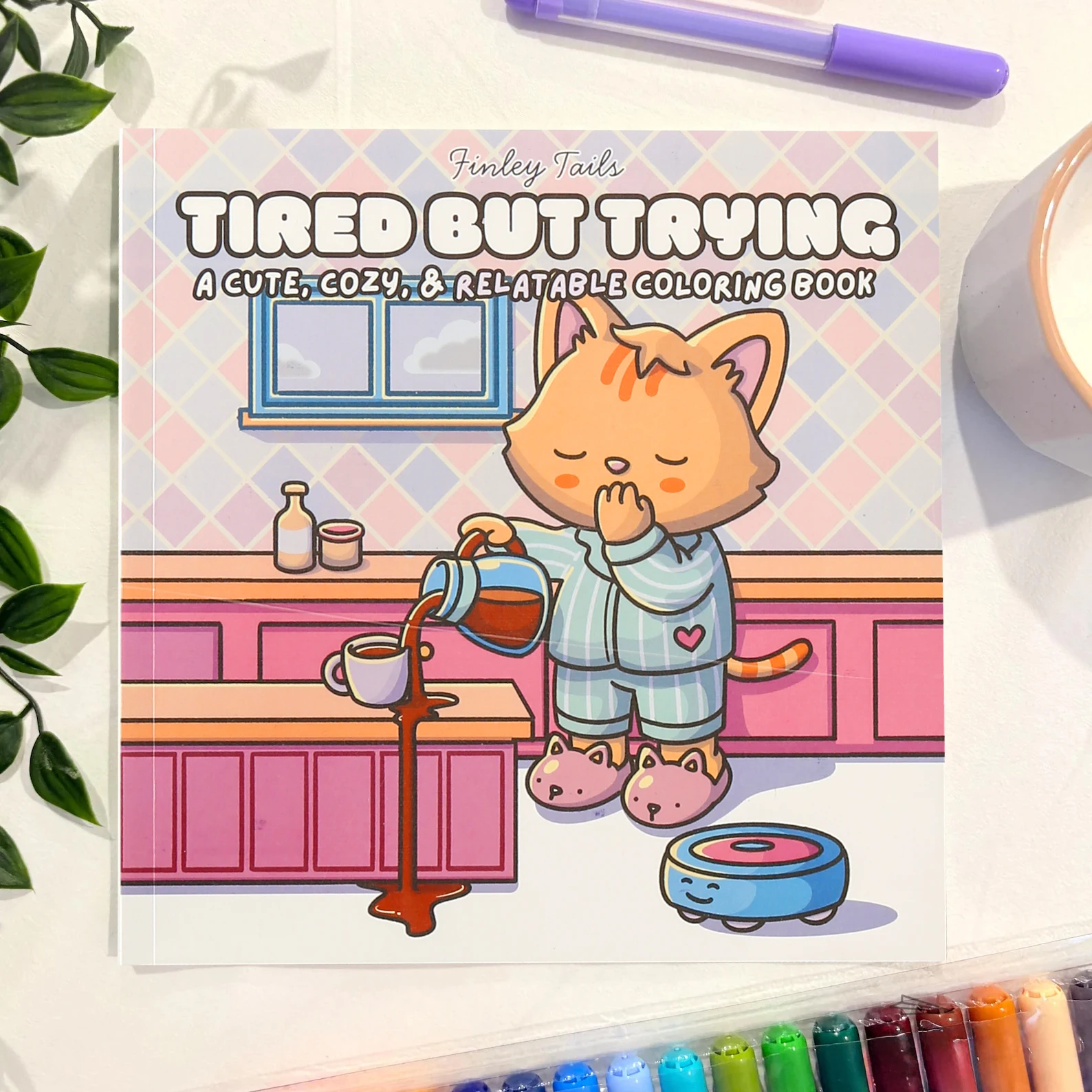 كتاب تلوين الحيوانات المضحكة: فكاهة الكبار المتعبة، 44 صفحة من الورق السميك، الرسوم التوضيحية الأصلية المرسومة يدويًا