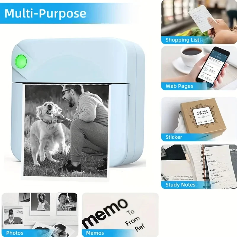 2026 TOP NEW Pocket Mini Printer with Printing Paper, Portable Thermal Printer Compatible with iOS and Android Inkless Print