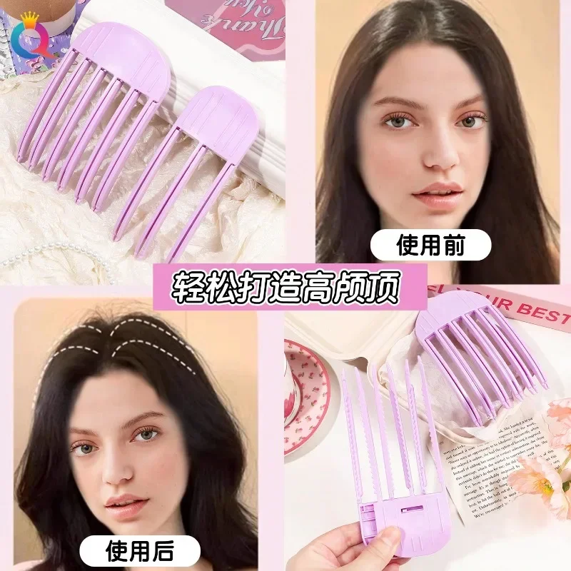 Pettine in plastica in stile coreano, forcina per radice dei capelli, corona con teschio alto, manufatto soffice, frangia, dispositivo soffice, clip pigra senza traccia