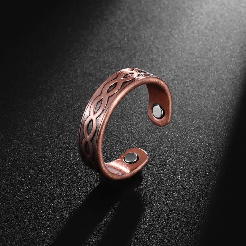 Opening Adjustable Magnetic Rings for Men Women Retro Copper Color Magnetic Ring Classic Charm Casual Party Jewelry Gift