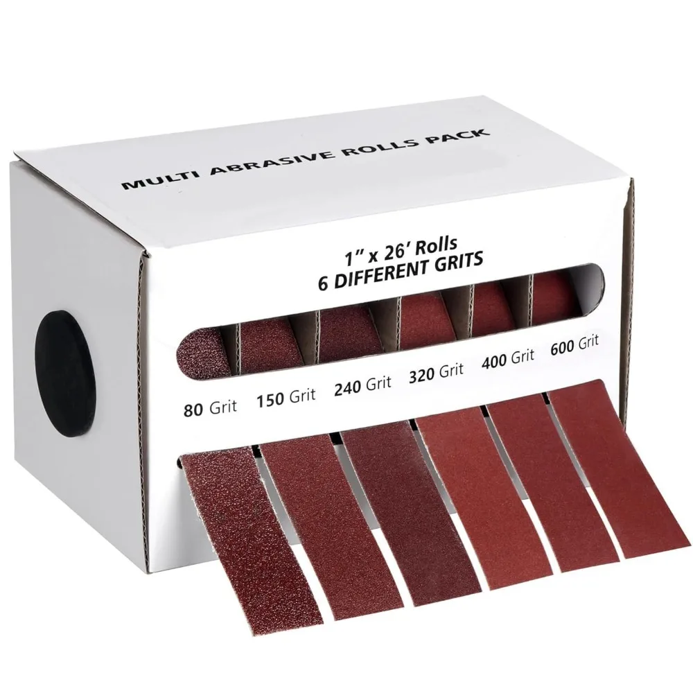 

Six Roll 26 Foot Abrasive Cloth Roll 80 to 600 Grit for Metal Wood Wet Dry Polishing