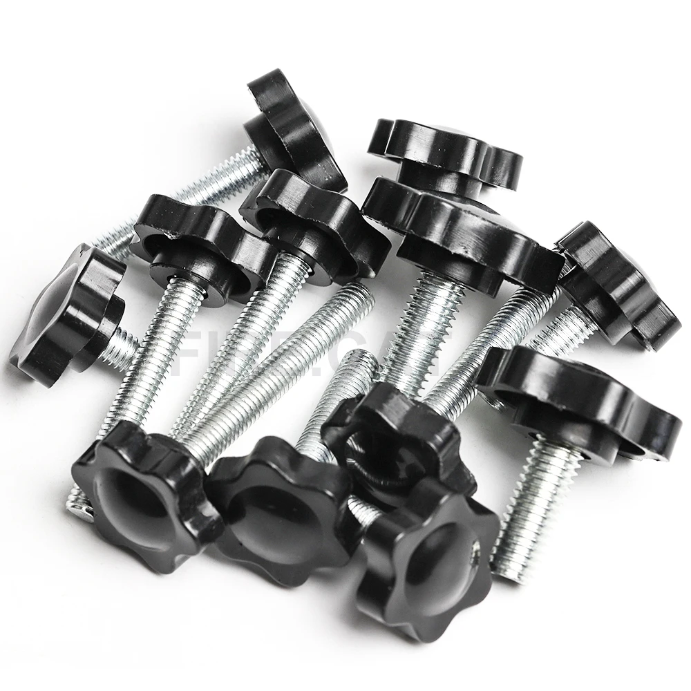 M4 M5 M6 M8 M10 M12 Plastic Manual Thumb Screws 2/5/10 Pcs Black Bakelite Handle Trimmer Clamping Knobs Grip Screw Length 8-40mm