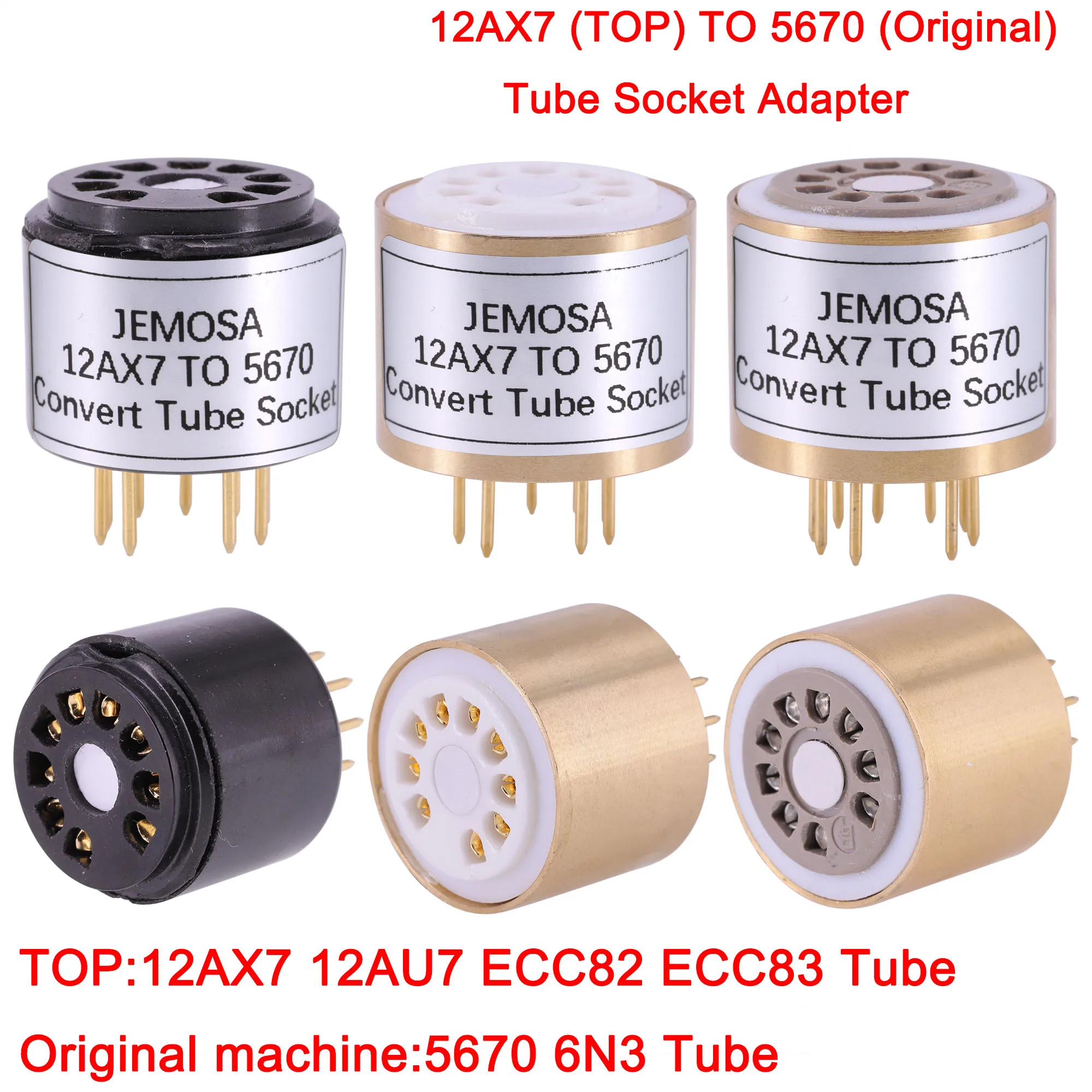 1PC ECC82 ECC83 12AU7 12AX7 に 5670 6N3 真空管ソケットアダプタ