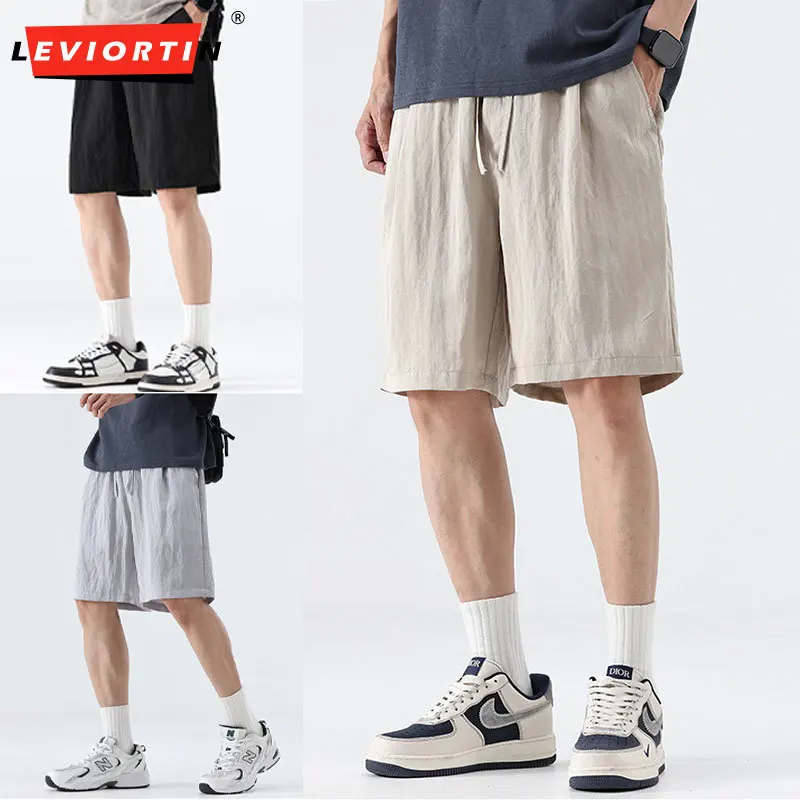 Men's Summer Lyocell Linen Shorts Candy Color Holiday Beachwear Man Sport Simple Casual Slim Fit Harajuku Soft Thin Shorts Pants