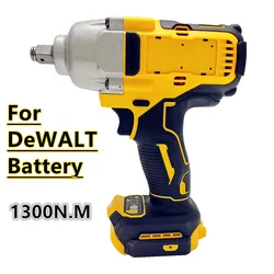 Chave de impacto sem escova para dewalt, bateria de 20v 18v, 1300n.m, alto torque, sem fio, elétrica, 1/2 