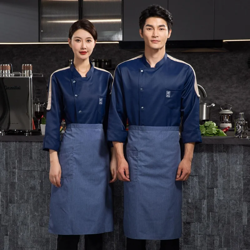 Chef Overalls Long Sleeve Autumn and Winter Hotel Restaurant Ding Room Kitchen Work Clothes Baking Pastry Shop Chef Uniform Long