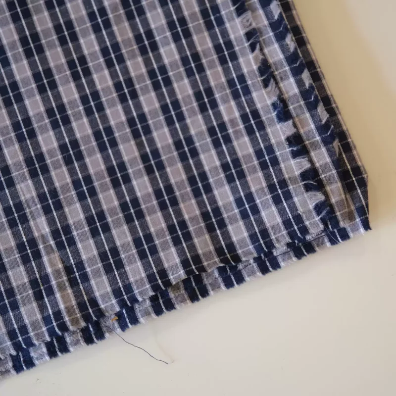 Blue gray small grid pattern pure cotton handmade DIY sewing fabric