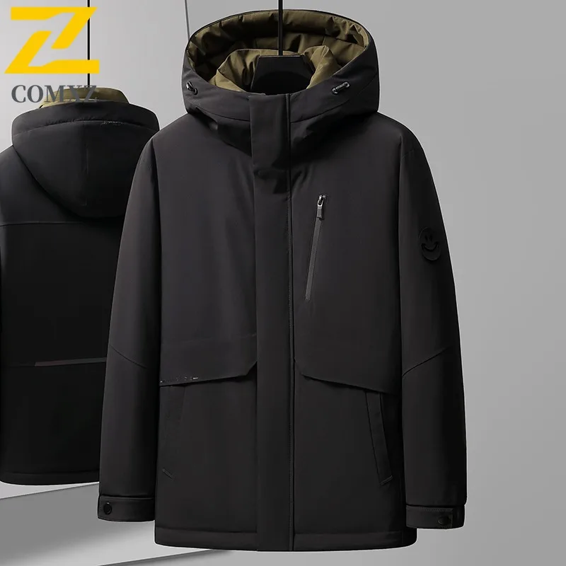 COMXZ Men Puffer Jacket New Outdoor Commuting Cold Protection Warm Lightweight Coat Fashion Travel Windproof Winter Garment