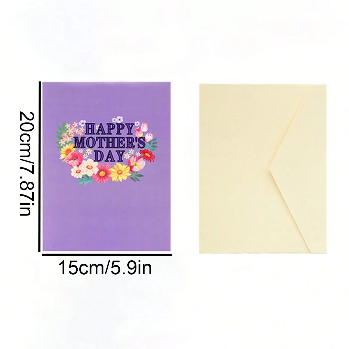 3D 꽃무늬 나비 팝업 카드, 창의적인 어머니의 날 감사 메시지 카드 봉투, 엄마를 위한 수제 종이 선물