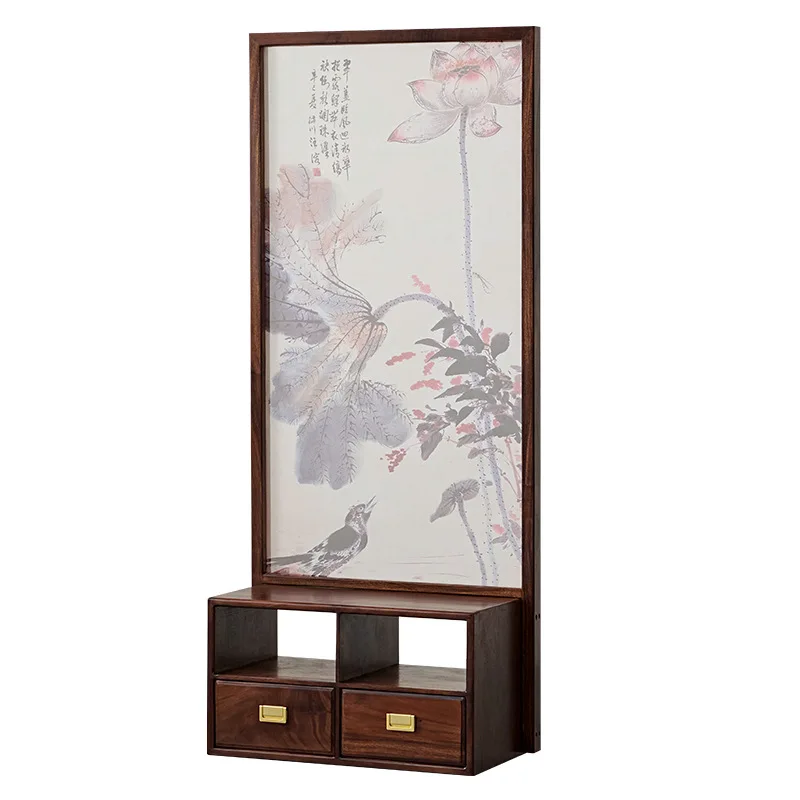LMM Chinese walnut solid wood screen partition door block living room hotel tea room