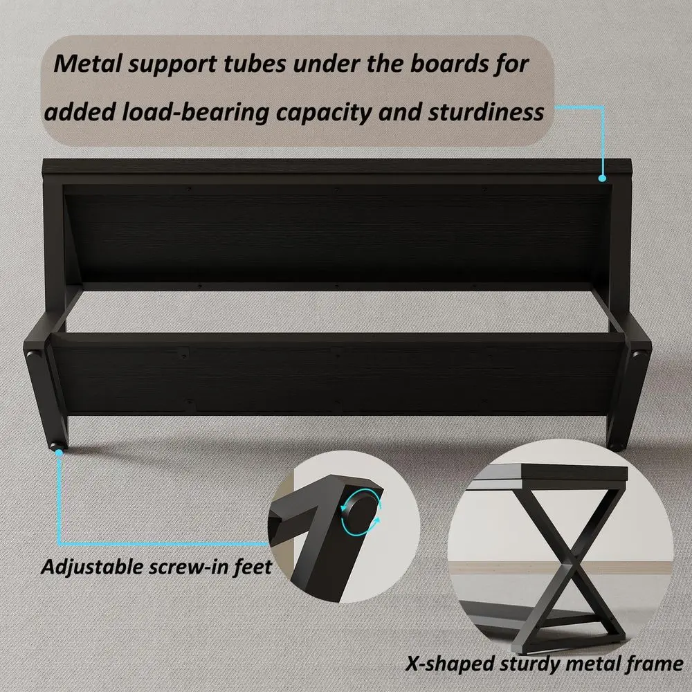 Contemporary Black Oak Entry Bench with Storage, 47 Long for Foyer, Hallway, and Living Spaces