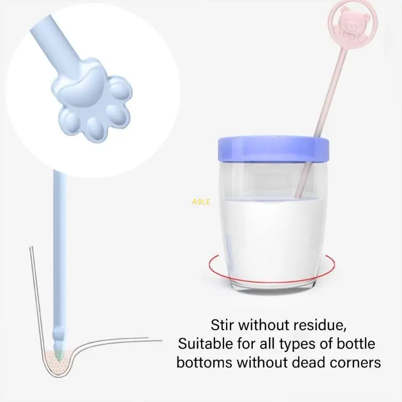 Baby Formula Mixer Cartoon Mixing with Temperature Sensing Function for Perfectly Warm Feeding Silicone Stirrer