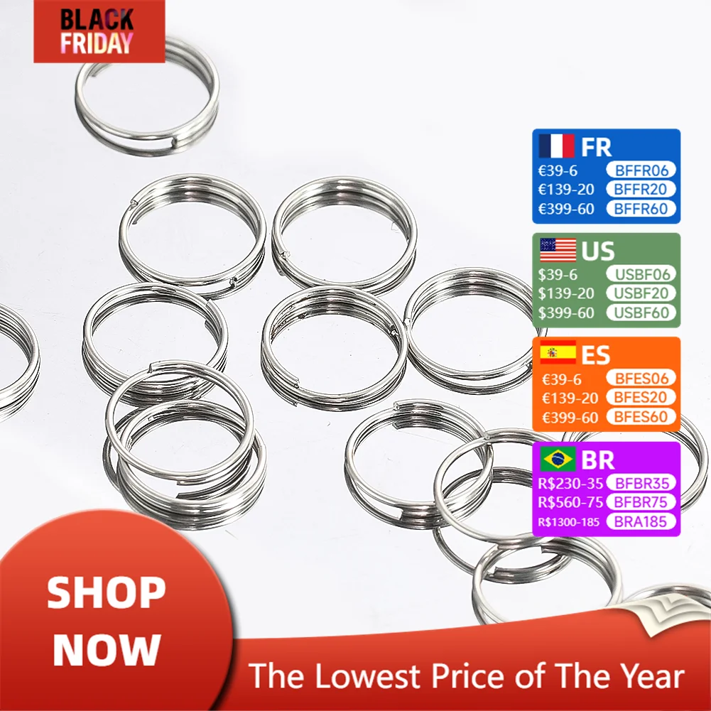 100pcs 12/17mm Stainles Steel Split Rings Chandelier Crystal Bead Connector Light Curtain Suncatcher Garland Part Keychain Rings