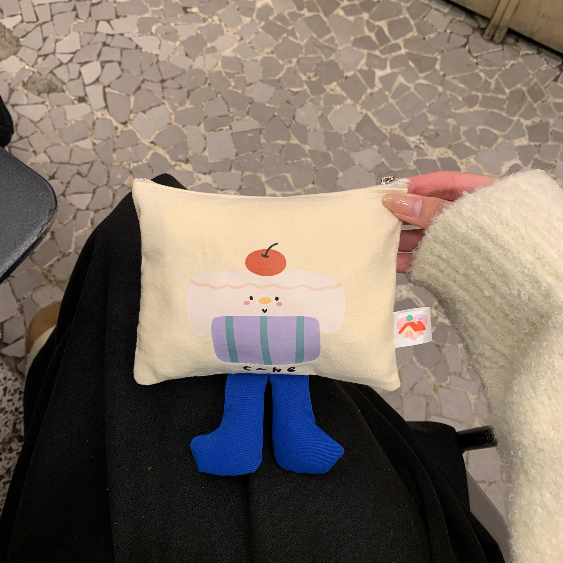 Kreative japanische Stil Leinwand Geldbörse Mini süße Schlüssel Tasche Geldbörse Kuscheltiere Plüsch lange Bein Tasche Anhänger Kawaii Geschenk