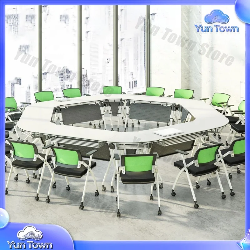 Portable Furniture School Desk With Wheels Movable Table Customizable Fan-shaped Adjustable Folding School Table For Student