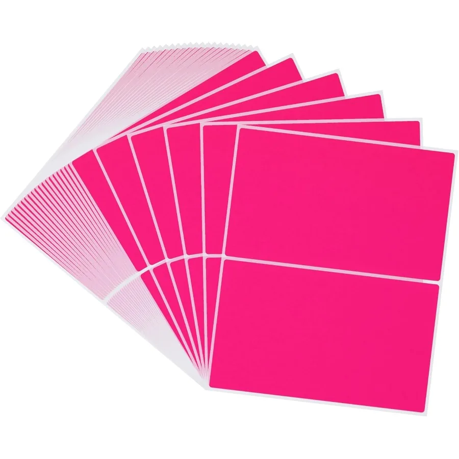 

Прямоугольные инвентарные этикетки 2 x 3 ih, постоянные флуоресцентные этикетки-органайзеры с цветовым кодом, флуоресцентные розовые