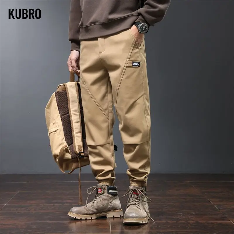 

American Retro Workwear Pants for Men's Spring and Autumn New Trendy Brand Loose and Simple Tapered Khaki Men's Cargo Pants