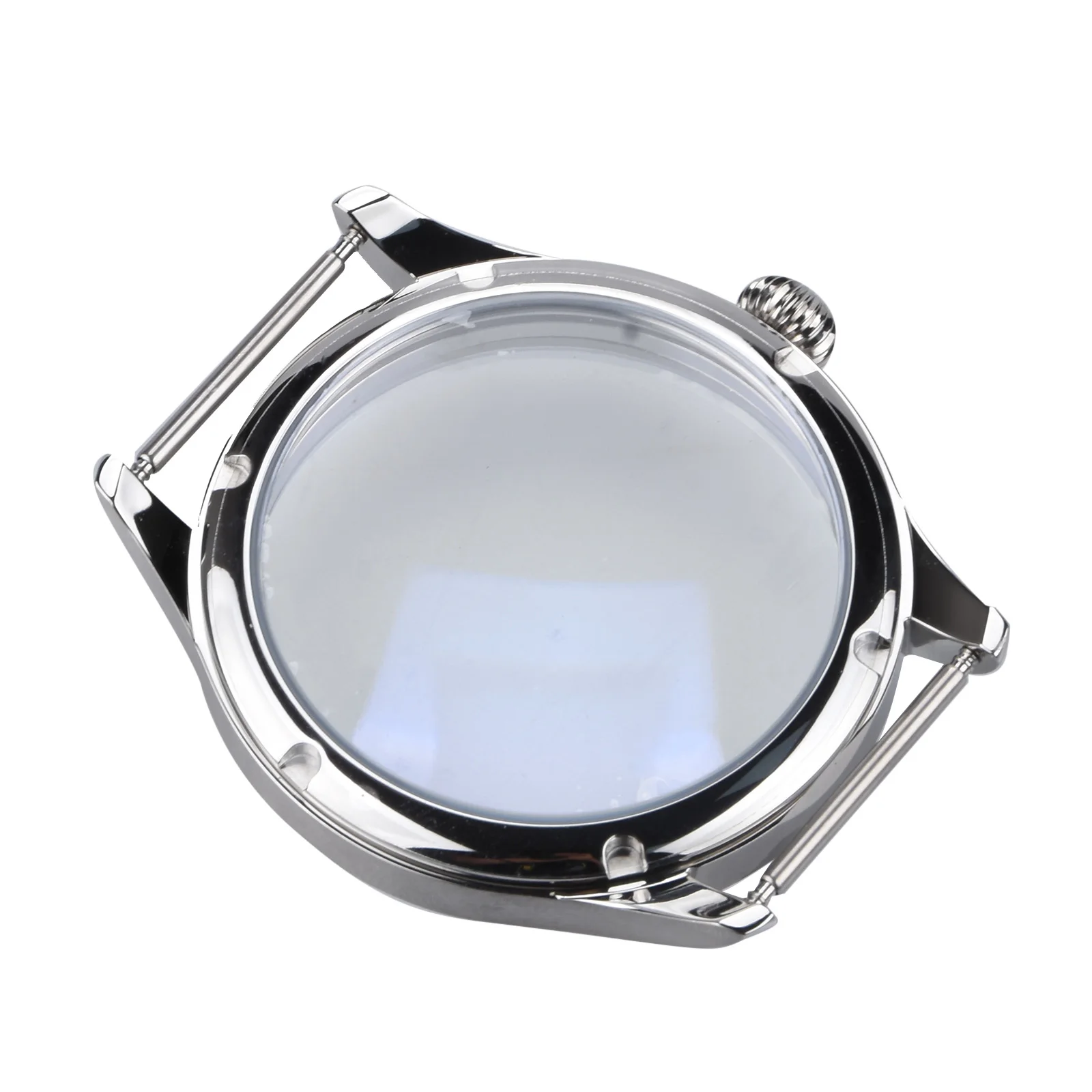 الراقية مقاوم للماء الفضة 44 مللي متر الفولاذ المقاوم للصدأ صلابة عالية حافظة ساعة معدنية لاستبدال علبة الساعة ETA6497/6498 #1