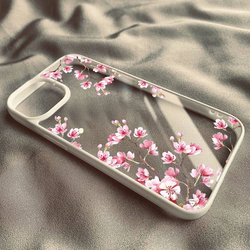 Pink Magnolia Flower Phone Case For iPhone 15 14 17 Pro 13 12Mini 11 XR Max X 16 8Plus Plum Blossom Shockproof Clear Hard Cover - náhled 3