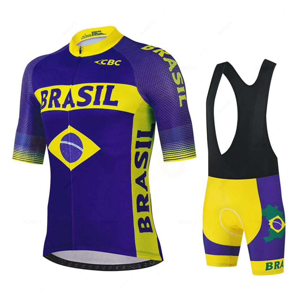 Brazil New Cycling Jersey Set Summer Bicycle Suit Quick Drying Bib Shorts Clothes Mtb Maillot Ropa Ciclismo Mountain Bike Wear