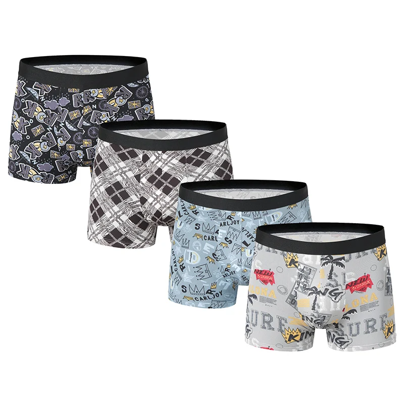 4pcs Men Boxer Briefs Comfortable Swim Trunks Oversized Teen Boxer Briefs