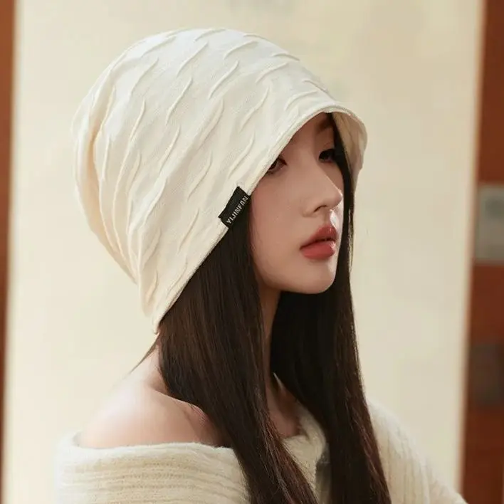 Stacked Cap Hat Women Sequins Thin Big Head Wrap Bowler Hat Hundred Cold Hat Folded Fashion Soft Slim 56-58cm