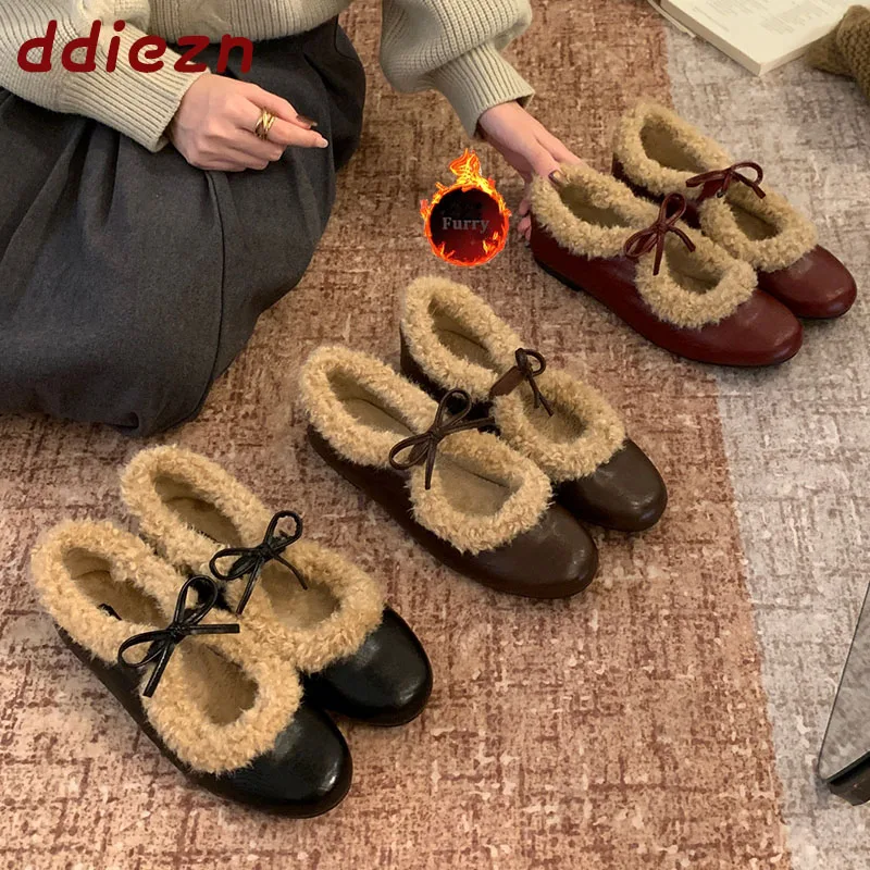 New New In Winter Warm Fashion Plush Dress Women Flats Shoes Female Slip On Footwear Round Toe Mary Janes Ladies Flat With Fur Shoes - Aliexpress Deal