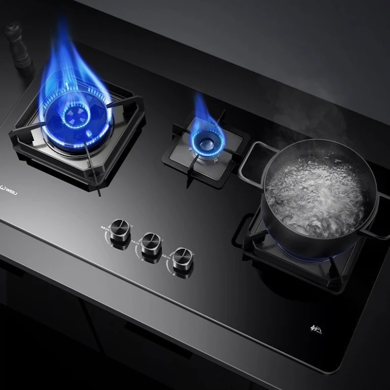 

Газовая варочная панель с 3 конфорками, большая панель из закаленного стекла, высокая мощность, встроенная домашняя газовая плита