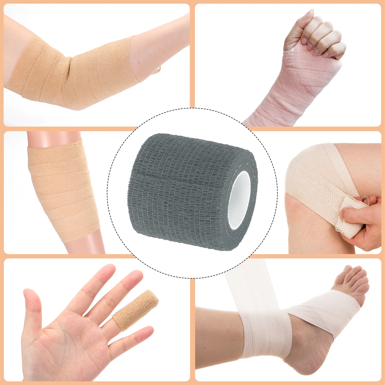 5 Yards 12pcs Adhesive Elastic Tape 5 Yards Elastic Bandage Sports Elastic Wrap for Tennis Racquet Grip Sports Knee Ankle view 5
