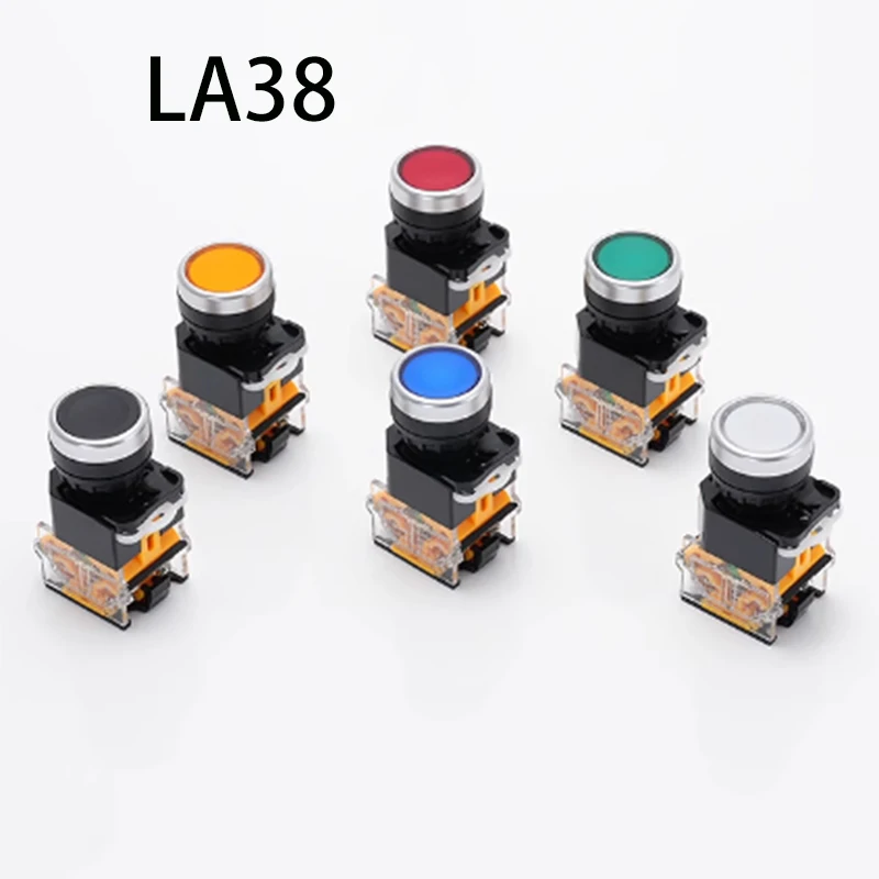 5PCS LA38 LA38-11 ON-OFF Momentary/Latching Push Button Switch 22mm 4 Screws flat head button switch LA38-11BN LA38-11BNZS