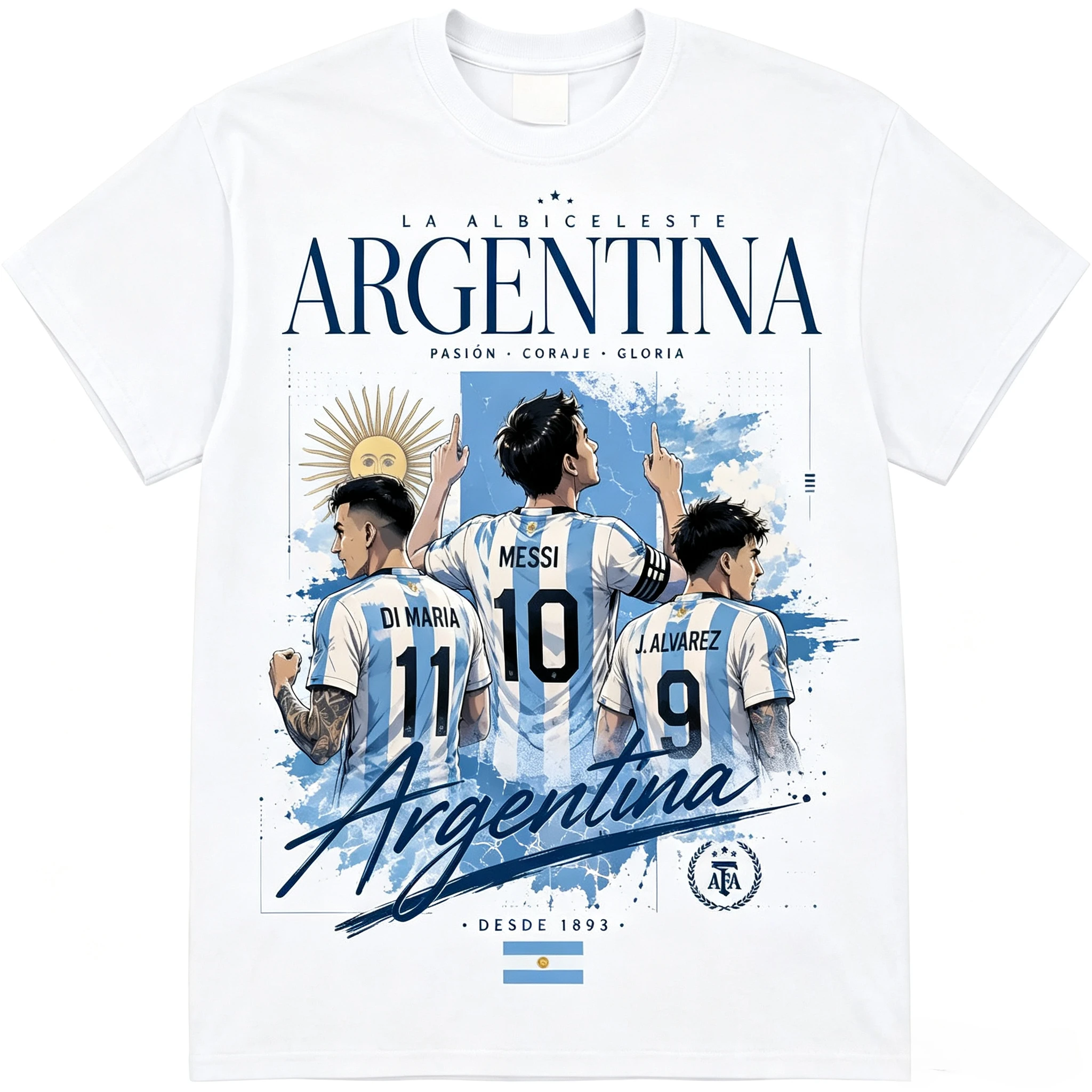 Unisex Argentina La Albiceleste Graphic T Shirt Messi Di Maria Alvarez World Cup Soccer Football Fan Gift Tee
