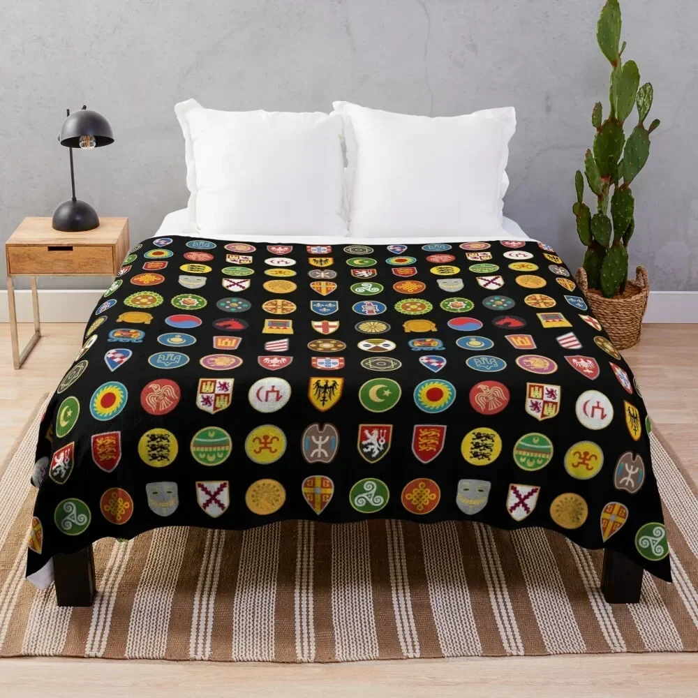 Civilizations emblems Throw Blanket Flannel Fabric Softest Nap Thins Blankets