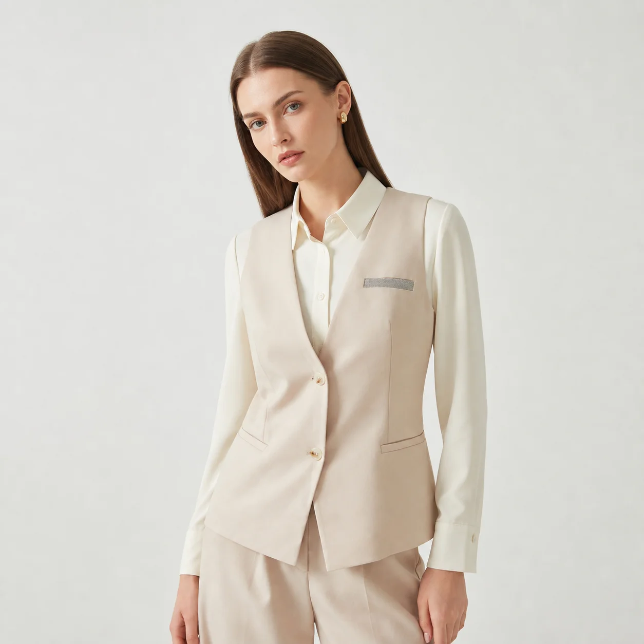 Tailored Coat Wool - K2548W Women's Sleeveless Wool Blend Vest